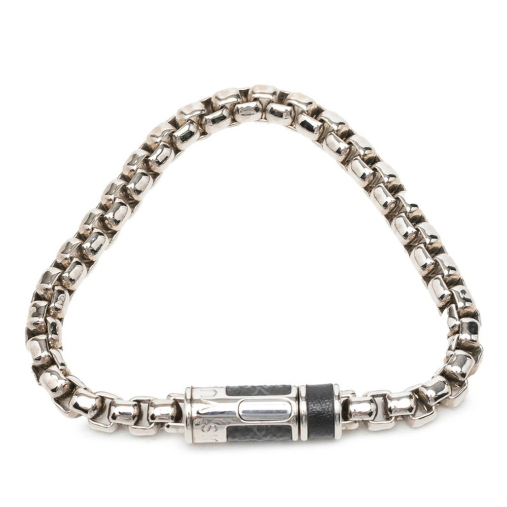 Louis Vuitton Monogram Eclipse Chain Bracelet M62592 Silver Black Metal Men's...